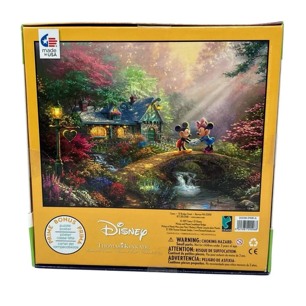 Disney Thomas Kinkade 750 Pc Puzzle Mickey Minnie Cottage Garden Scene‎ Romantic